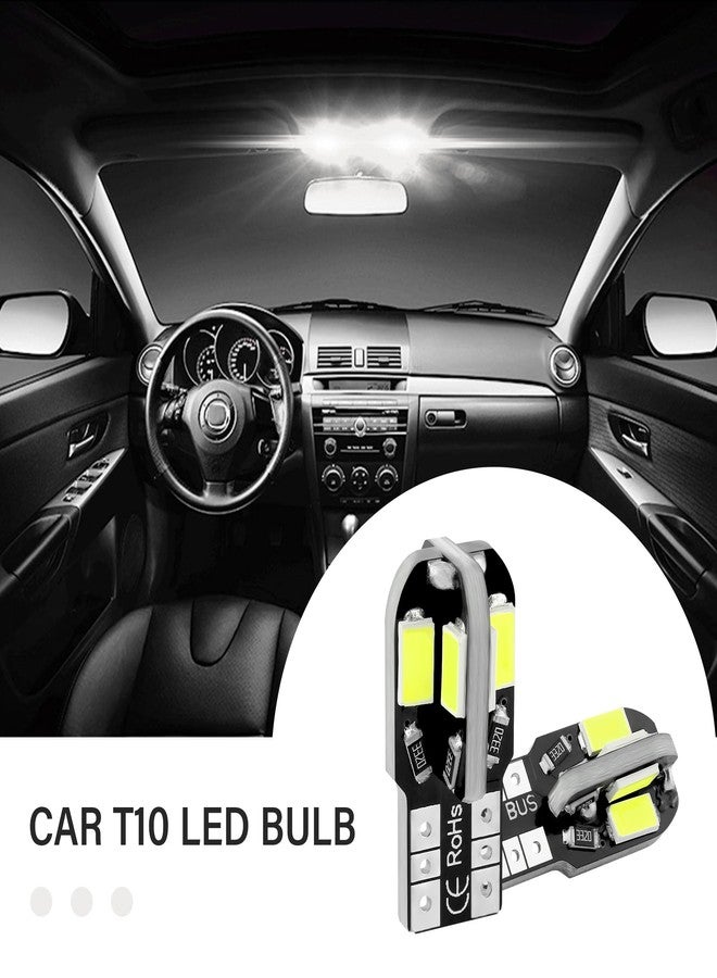 Stacool مجموعة مصابيح داخلية للسيارة من ستاكول، 10 قطع، مصابيح LED فائقة السطوع T10 بجهد 12 فولت، مناسبة لمصابيح الخرائط، ومصابيح القراءة، ومصابيح لوحة الترخيص، مصابيح LED عالمية 5630 8SMD، ملحقات سيارات لمعظم السيارات (أبيض) - Image 3