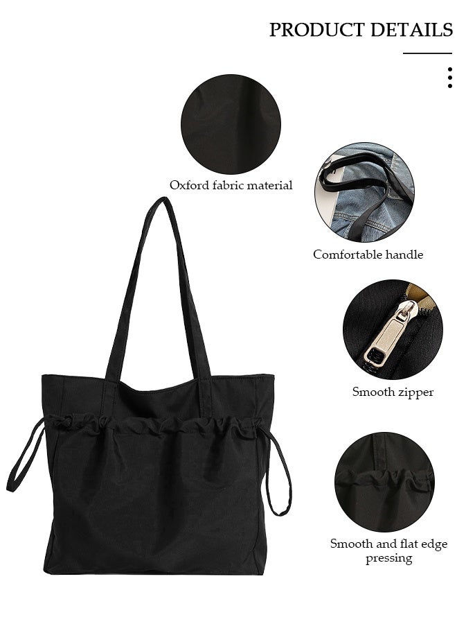 DUNISO Lightweight Waterproof Nylon Shoulder Bag, Tote Bag with Zipper, Women's Large Capacity Top Handle Handbags, Nylon Tote Bag for Gym, Work, School - Image 3