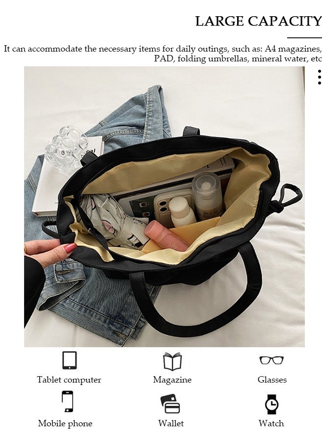 DUNISO Lightweight Waterproof Nylon Shoulder Bag, Tote Bag with Zipper, Women's Large Capacity Top Handle Handbags, Nylon Tote Bag for Gym, Work, School - Image 4