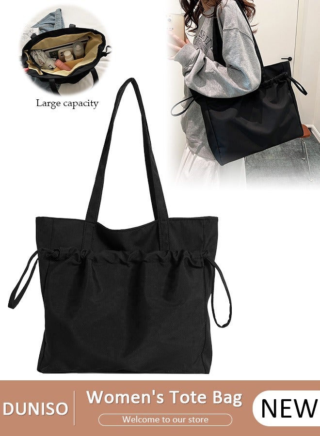 DUNISO Lightweight Waterproof Nylon Shoulder Bag, Tote Bag with Zipper, Women's Large Capacity Top Handle Handbags, Nylon Tote Bag for Gym, Work, School - Image 1