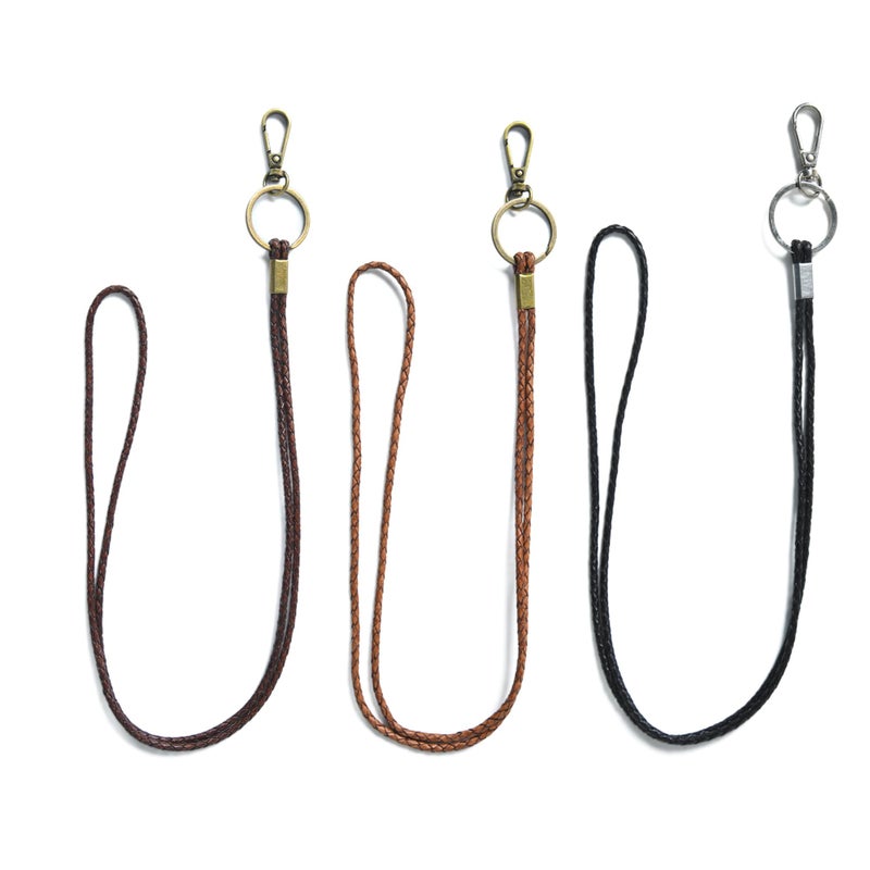 GENIQUE leather lanyards for id badges, leather lanyards for key, 21 inch length leather neck lanyard for id badges, keys, flash drive, camera, cellphone (Antique Brown Distressed) - Image 5