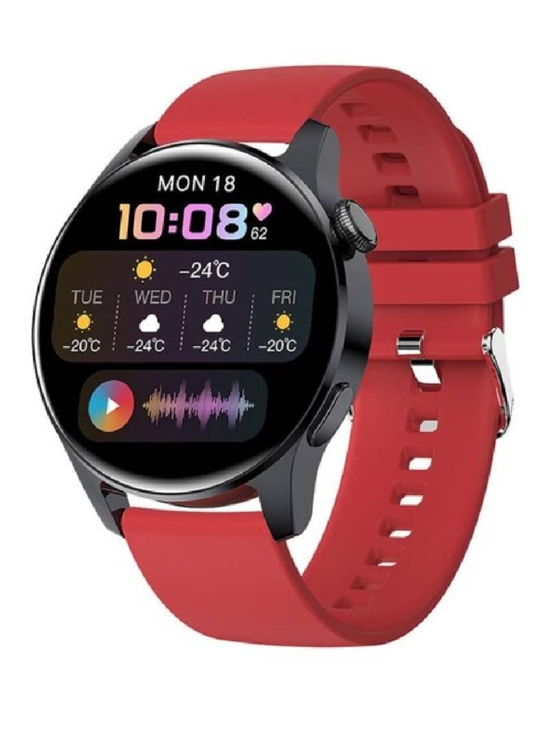 Blood Pressure Heart Rate Monitor IPS Waterproof Bluetooth Calling Smart Watch For Android And iOs Red/Black