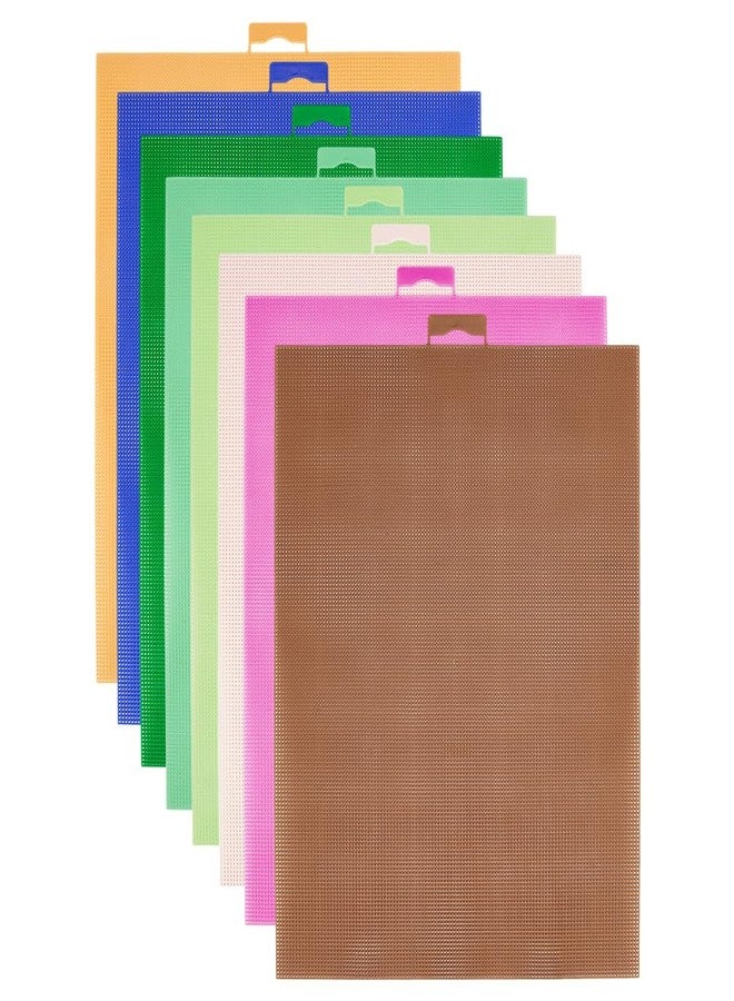 BENECREAT 8Pcs 8 Colors Plastic Mesh Canvas, 14CT Mesh Plastic Canvas Sheets Mixed Color for Embroidery Crafting, Cross Stitching, Knit Crochet Yarn Crafting - Image 1