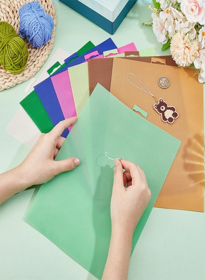 BENECREAT 8Pcs 8 Colors Plastic Mesh Canvas, 14CT Mesh Plastic Canvas Sheets Mixed Color for Embroidery Crafting, Cross Stitching, Knit Crochet Yarn Crafting - Image 3