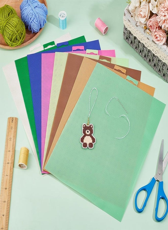 BENECREAT 8Pcs 8 Colors Plastic Mesh Canvas, 14CT Mesh Plastic Canvas Sheets Mixed Color for Embroidery Crafting, Cross Stitching, Knit Crochet Yarn Crafting - Image 5