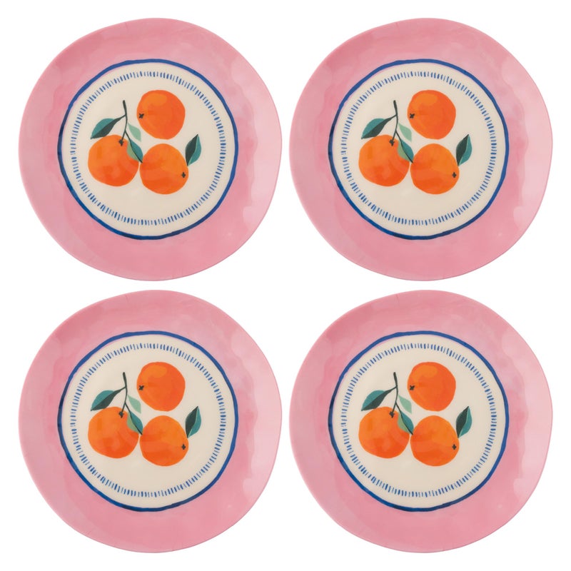 Karma, 8.75 inches Melamine Salad Plates Set of 4, Reusable Dishwasher Safe Plates for Outdoor and Indoor, Oranges - Image 1