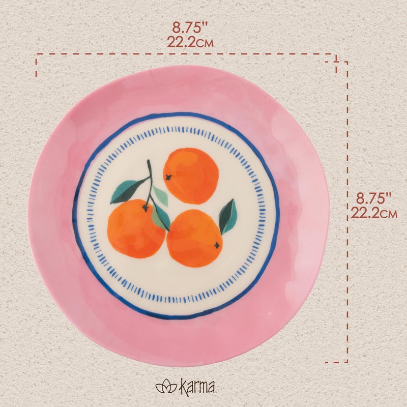 Karma, 8.75 inches Melamine Salad Plates Set of 4, Reusable Dishwasher Safe Plates for Outdoor and Indoor, Oranges - Image 3