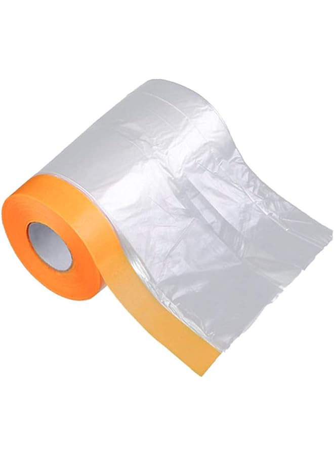 PROMASS promass Taped Masking Film, Transparent Painting Protective Masking Film, Plastic Waterproof Dust-Proof PreTaped and Drape for Automotive Covering Painting Paint Masking (Size - 106.2in*7.8in)  - Image 1