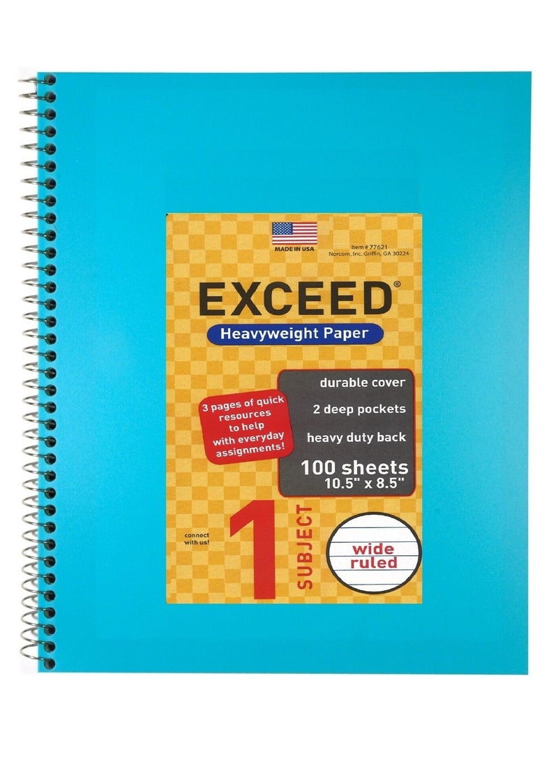 Exceed 1-Subject Single Line Spiral Notebook Light Blue Cover - Image 1