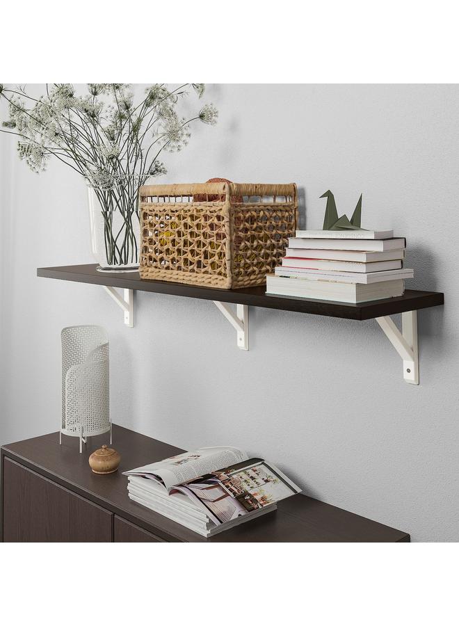 Zaboon Wall shelf, brown-black/white stained aspen, 120x30 cm  - Image 2