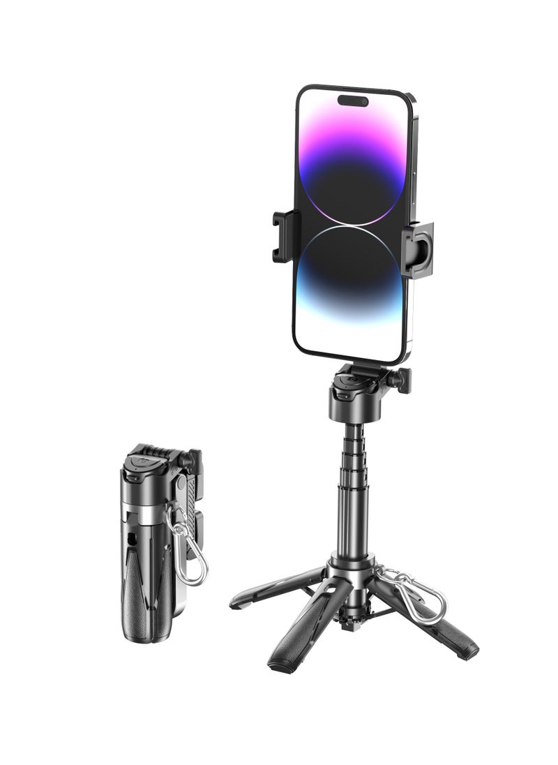 Generic - Selfie Stick Tripod, Pocket Size Mini Portable Phone Tripod with Wireless Detachable Remote Control, Retractable Tripod for iPhone & Android Phone, for Travel, Live Streaming, Video Recording, Black - Image 1
