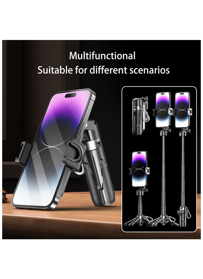 Generic - Selfie Stick Tripod, Pocket Size Mini Portable Phone Tripod with Wireless Detachable Remote Control, Retractable Tripod for iPhone & Android Phone, for Travel, Live Streaming, Video Recording, Black - Image 1