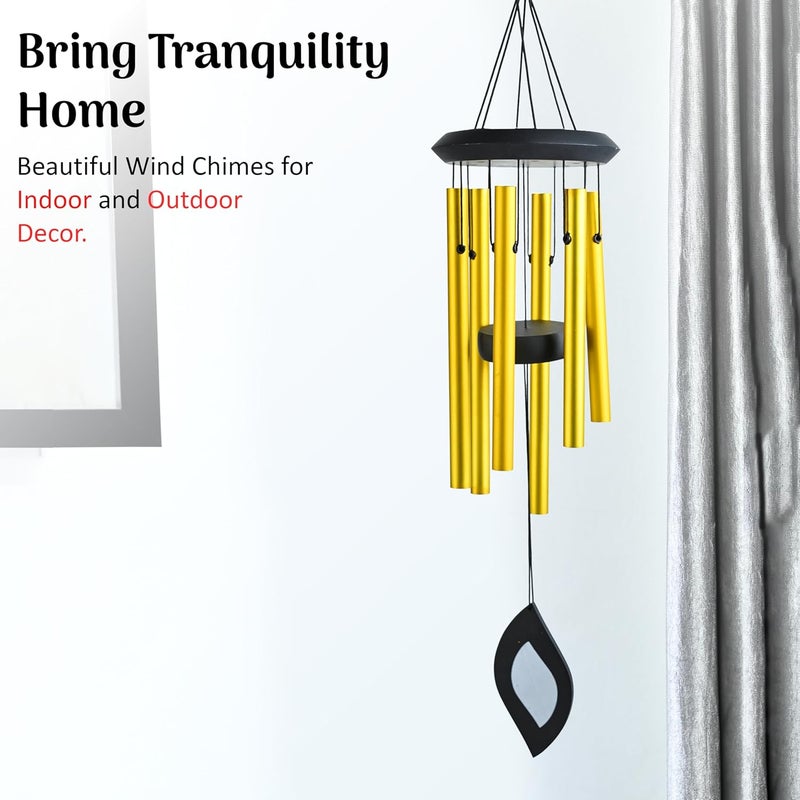 ZAICUS Golden Wind Chimes for Balcony & Home – 21 Inch Metal Hanging Windchime for Indoor Outdoor Decoration, Garden Patio Use, Gift Item - Image 2