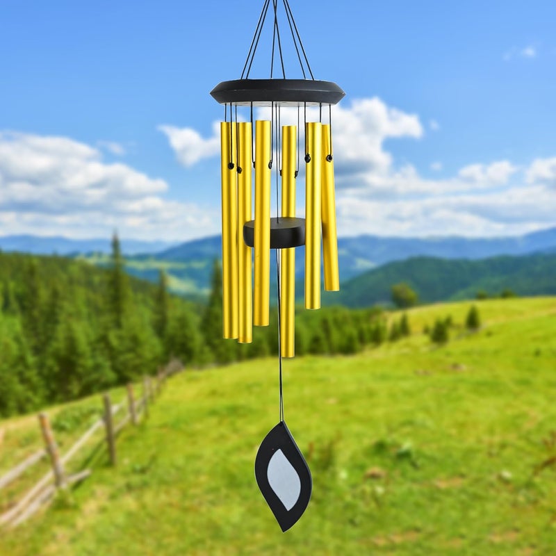 ZAICUS Golden Wind Chimes for Balcony & Home – 21 Inch Metal Hanging Windchime for Indoor Outdoor Decoration, Garden Patio Use, Gift Item - Image 1