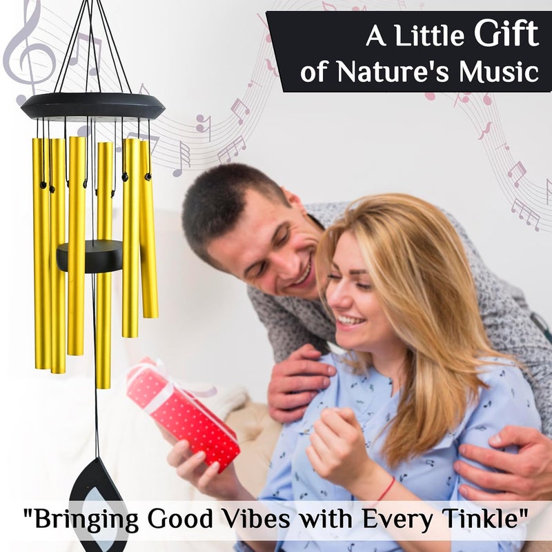 ZAICUS Golden Wind Chimes for Balcony & Home – 21 Inch Metal Hanging Windchime for Indoor Outdoor Decoration, Garden Patio Use, Gift Item - Image 3