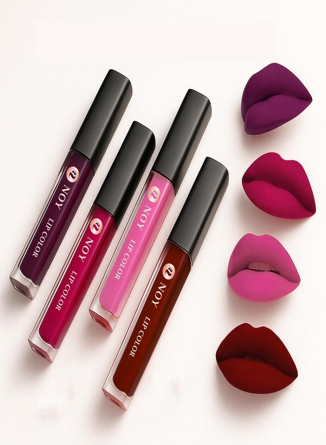 NOY Nude Lipstick Set Smooth Matte Pretty Shades Matte Liquid Lipstick Pack of 4 - Image 1