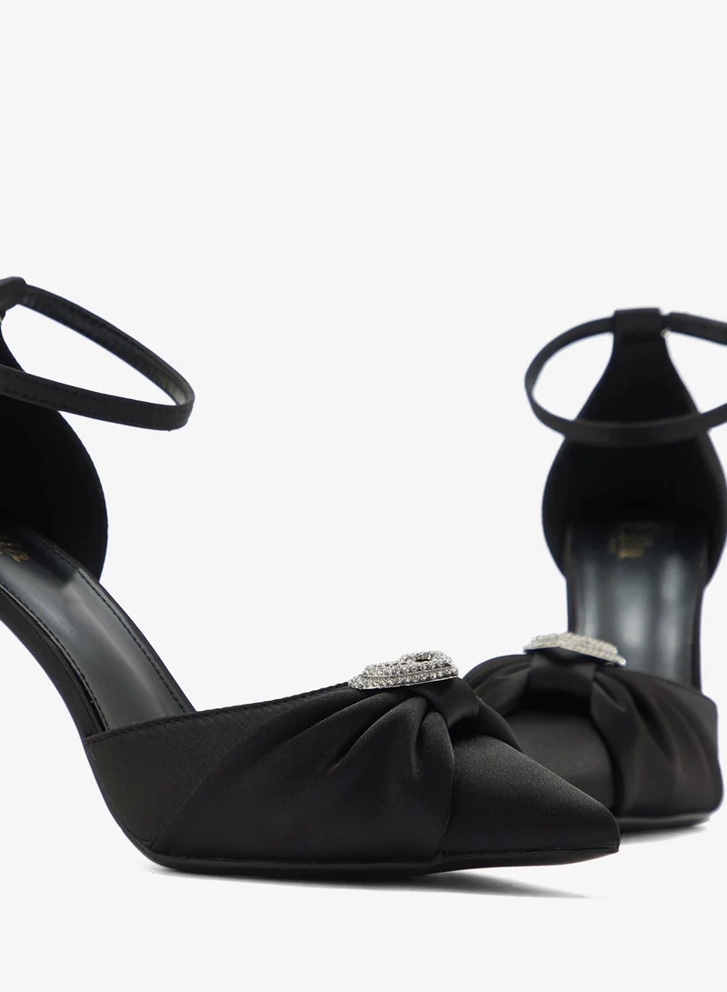 Ella  Diamante Heart Trim Pointy Counter Strap Pump for Women | Best Price UAE