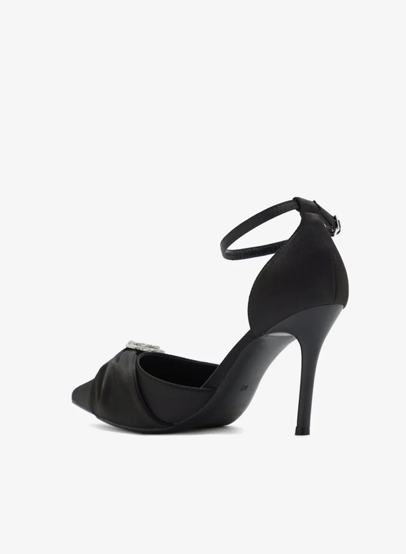 Ella  Diamante Heart Trim Pointy Counter Strap Pump for Women | Best Price UAE