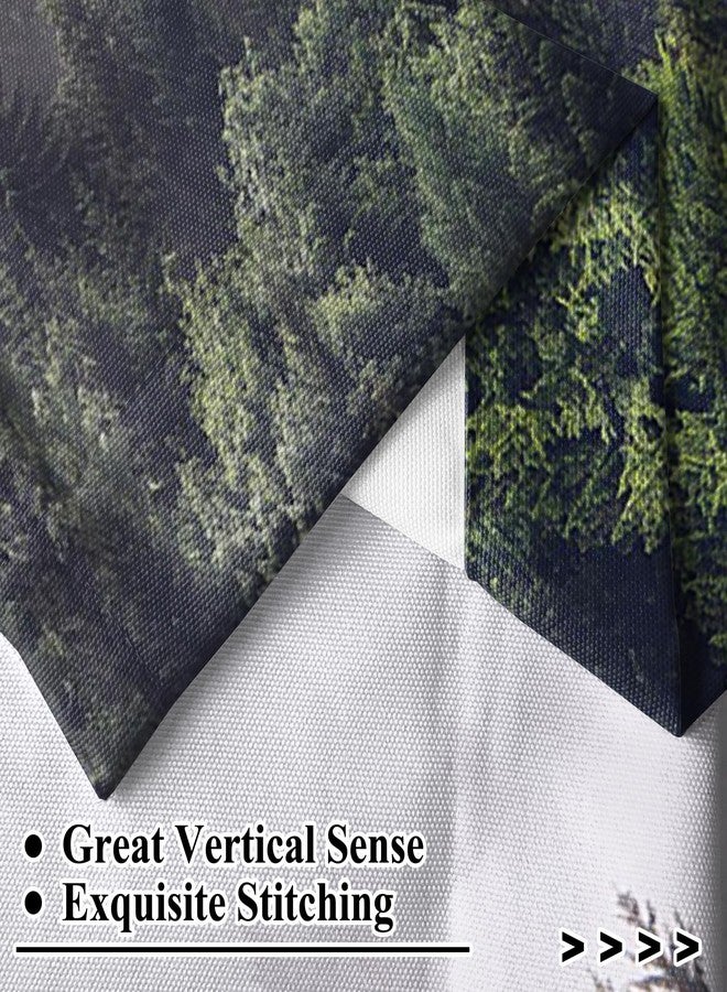 Renaiss 26 x 36 Inch Misty Forest Small Kitchen Curtains Nature Window Treatment Tree Woodland Rod Pocket Cafe Short Curtain for Bathroom Dining Laundry Room Mountain Tier Treatment Drapes 2 Panels - Image 2