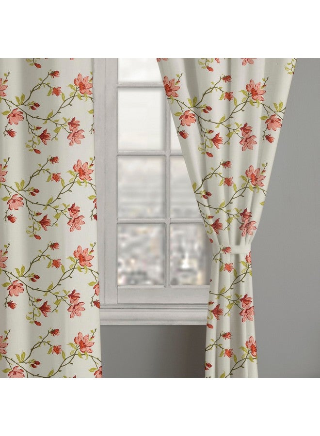 LINENWALAS Decorative Printed Cotton Semi Sheer Curtains 5 Feet Long Set of 2 Panel, Grommet Hanging, Floral Printed Window Curtains for Living Room, Home Decor (L-5 x W-4.5 Feet, Amer Bel) - Image 3