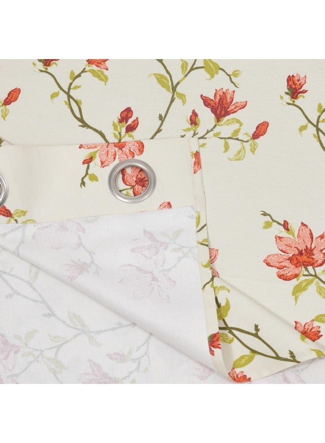 LINENWALAS Decorative Printed Cotton Semi Sheer Curtains 5 Feet Long Set of 2 Panel, Grommet Hanging, Floral Printed Window Curtains for Living Room, Home Decor (L-5 x W-4.5 Feet, Amer Bel) - Image 4