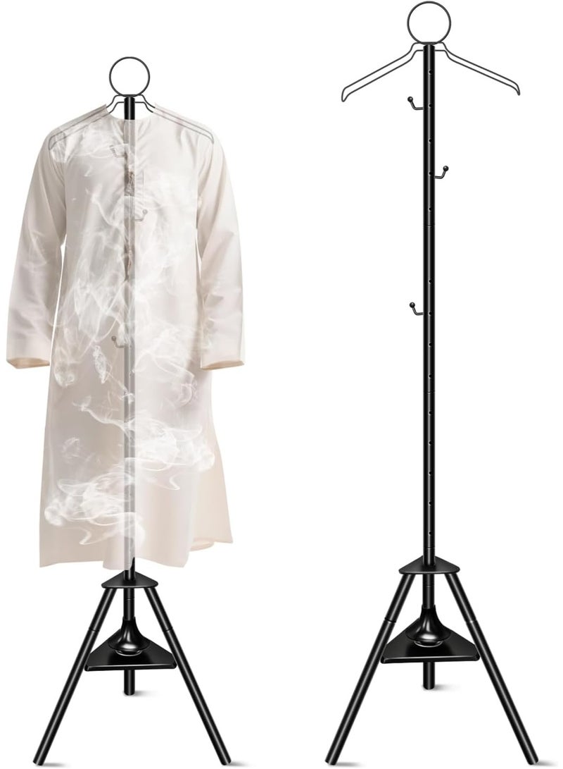 SHOPI Clothes Incense Burner Stand - 175cm long bakhoor burner stand hanger with cloth hooks and holes for steaming clothes (BLACK)  - Image 1