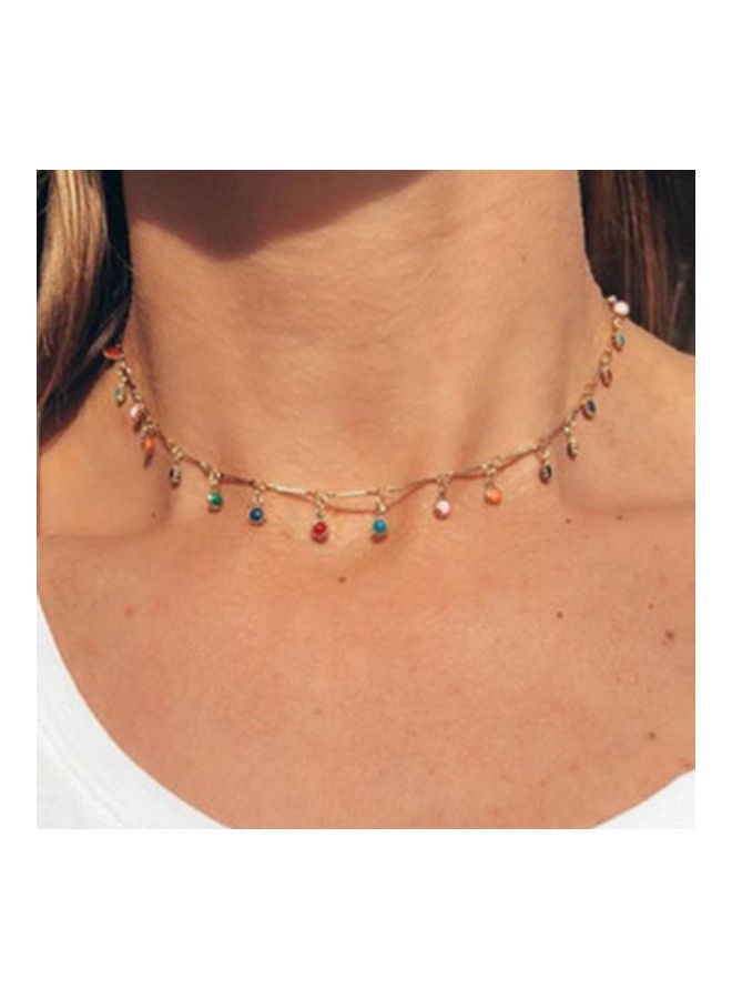 NIBEMINENT Rainbow Beads Studded Tassel Charm Necklace - Image 2