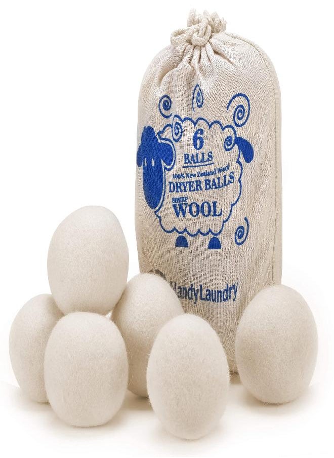 Handy Laundry Wool Dryer Balls - Natural Fabric Softener, Reusable, Reduces Clothing Wrinkles and Saves Drying Time. The Large Dryer Ball is a Better Alternative to Plastic Balls and Liquid Softener. (Pack of 6)  - Image 1