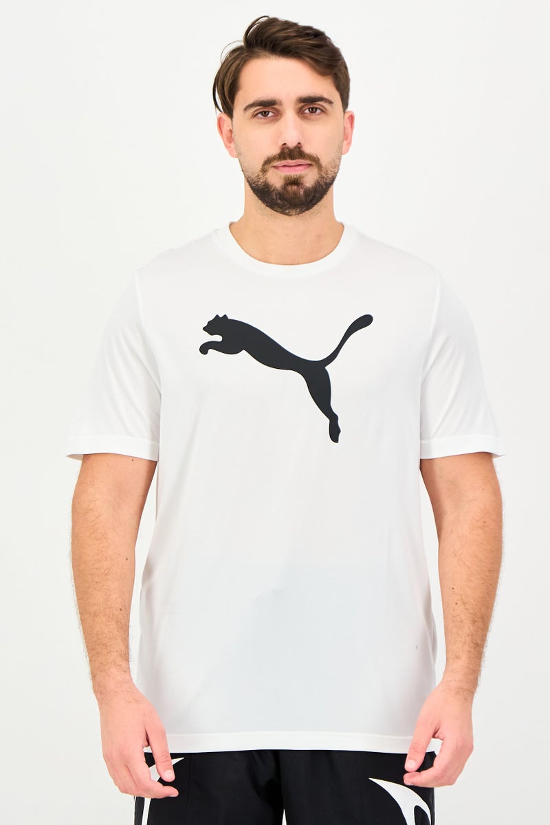 PUMA Men Sportswear Fit Brand Logo Short Sleeve Training T-Shirt, White - Image 1