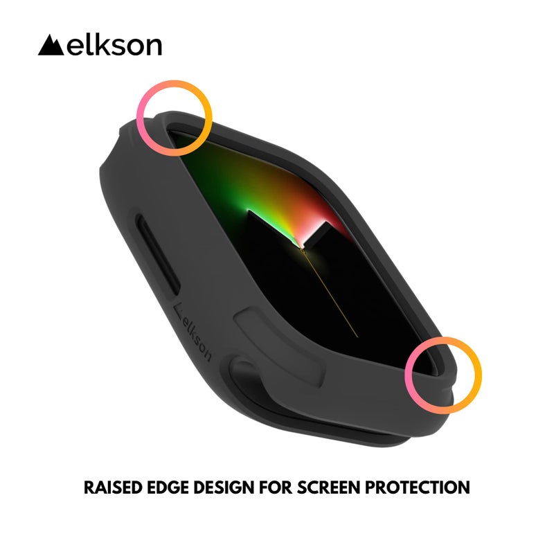 elkson Compatible with Apple Watch 41mm Bumper Case, Quattro Series Rugged Case for Apple Watch and iWatch Series 9 8 7, Military Grade Durable Protective Cover, Flexible Shock Proof, Black - Image 2