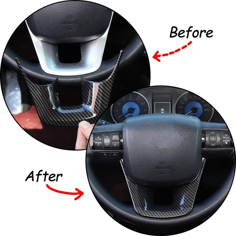 CHEAYAR Steering Wheel Trim Cover for Toyota Fortuner 2016-2022 - Carbon Fiber Pattern - Image 2