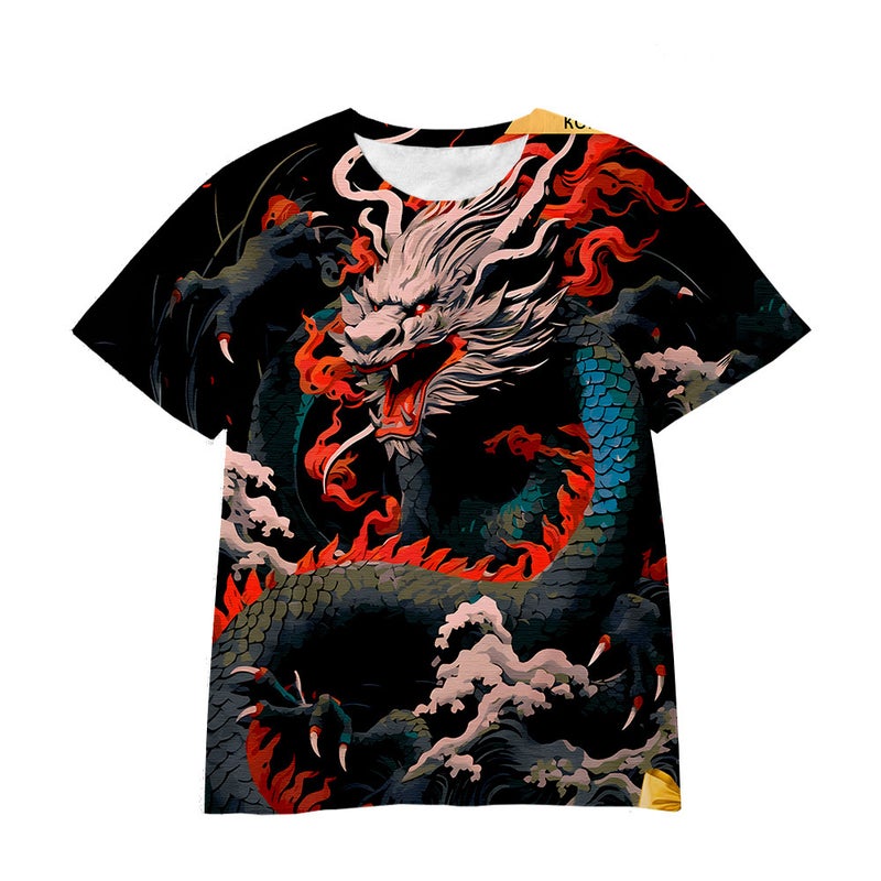 2024 Overseas E-Commerce 3D Digital Printing Dragon Cartoon Boys And Girls Clothing T-Shirt Manufacturers Sell - Image 1