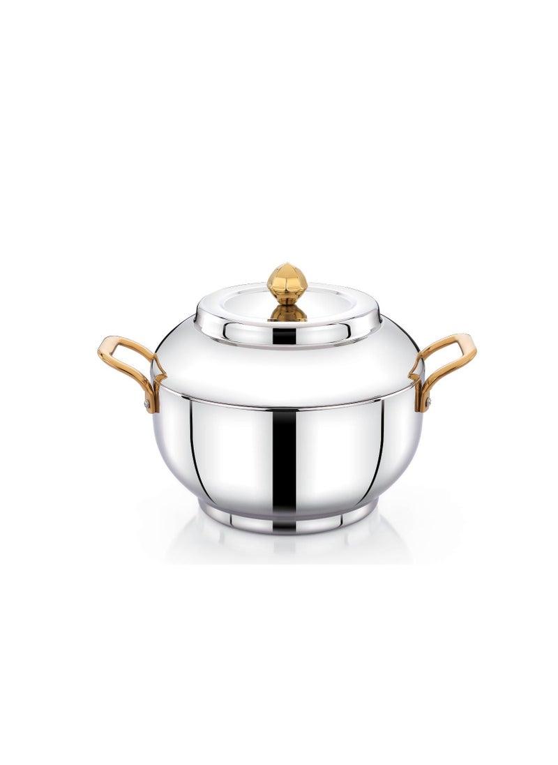 Homemaker Celerio Hotpot 2500ml Capacity - Air Tight Lid - High Quality Stainless Steel - Gold Lids & Silver  - Image 1