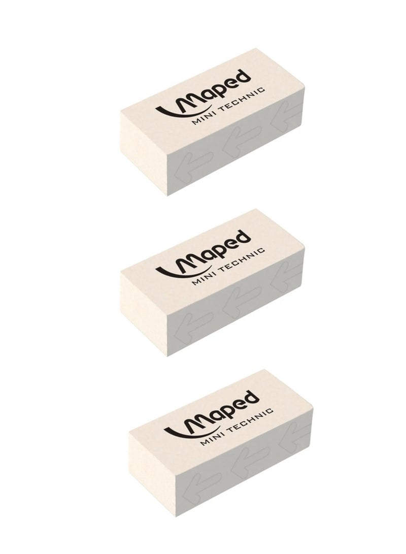 3-Piece MIni Technic Eraser White