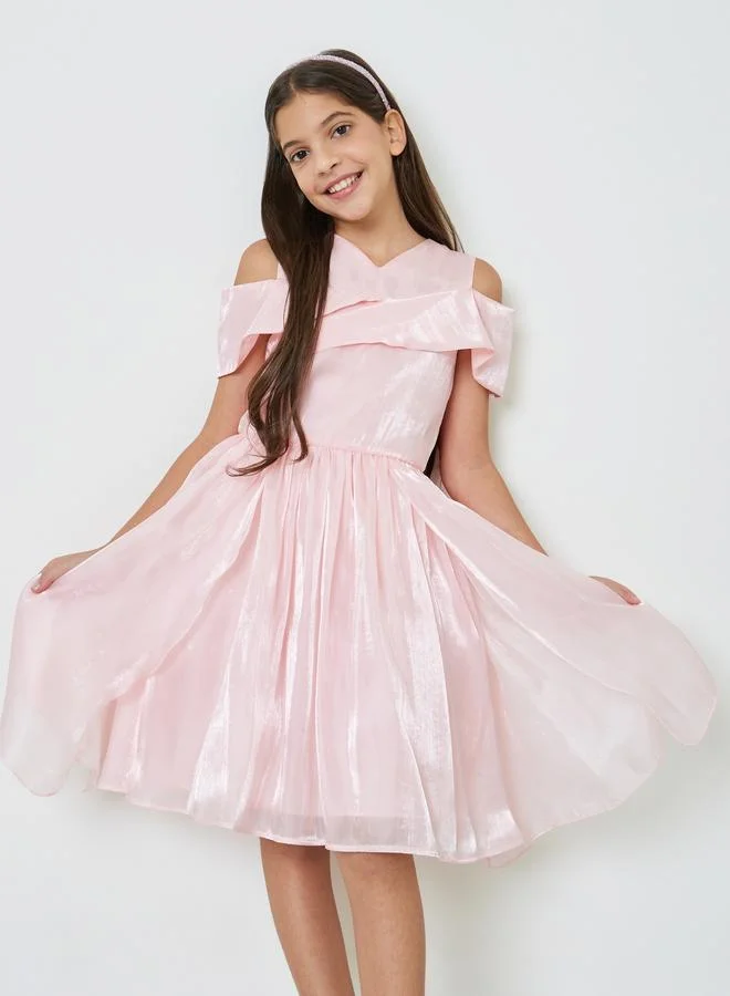 تايك تو Girls Lite Pink A-Line Knee-Length Dress
