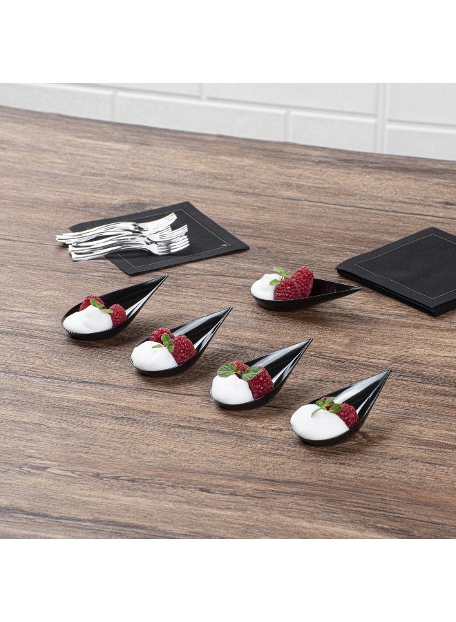 Restaurantware 4 x 2 Inch Teardrop Spoons, 100 Appetizer Spoons - Disposable, Indented Basin, Black Plastic Tasting Spoons, For Weddings Or Catering - Image 4