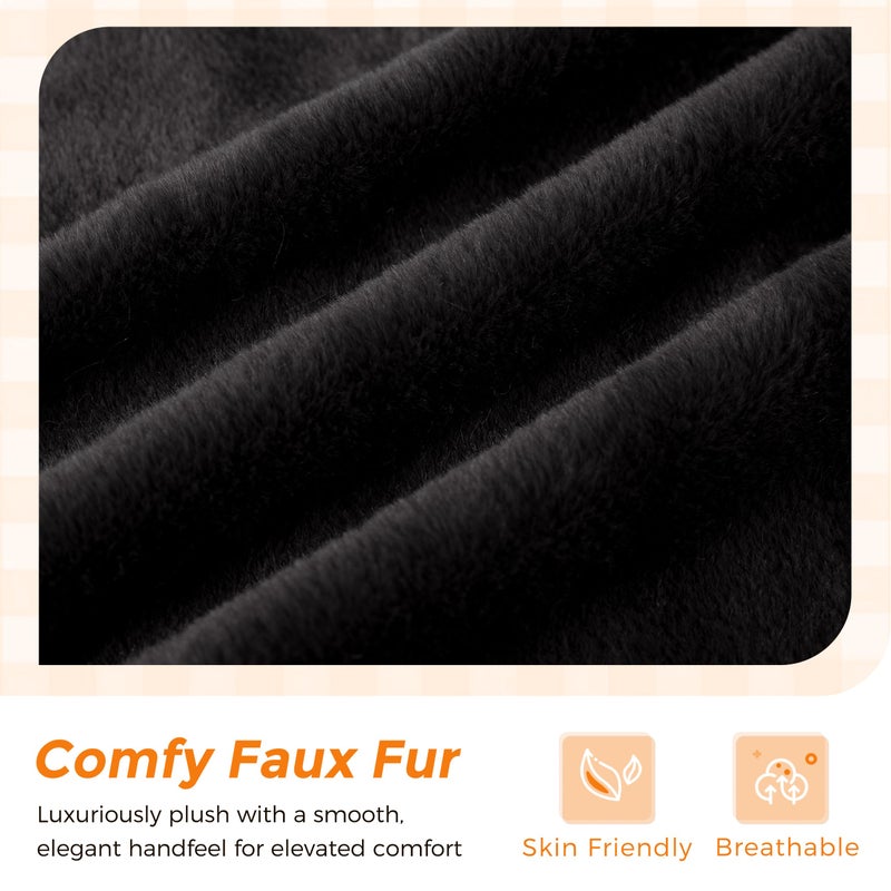 MAXYOYO Kids Bean Bag Chair, Comfy Bean Bag Sofa with Back Support, Faux Fur Cute Chair for Boys and Girls, Stuffed Floor Sofa for Nursery, Bedroom, Black - Image 5