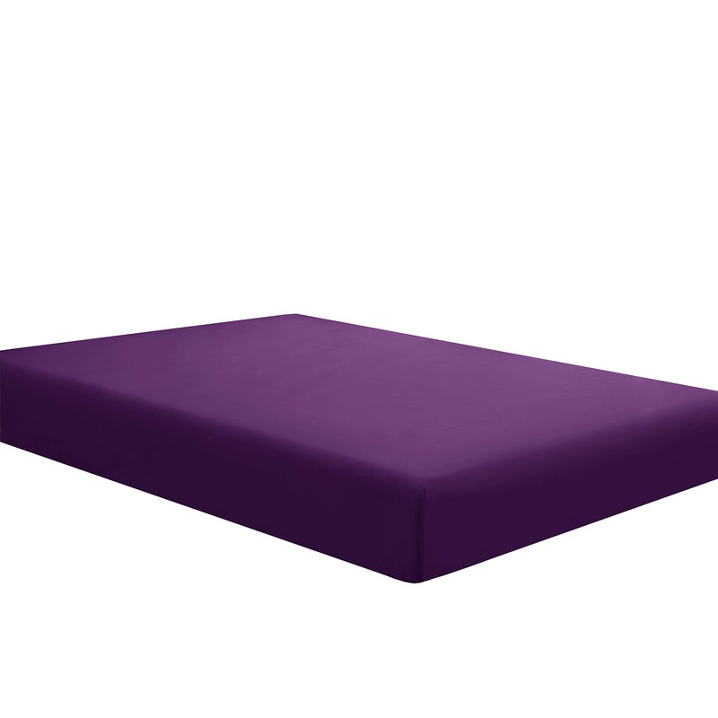 Sfoothome Fitted Bottom Sheet for Mattress Single Twin Size Purple Microfiber Fitted Sheet with Deep Pocket