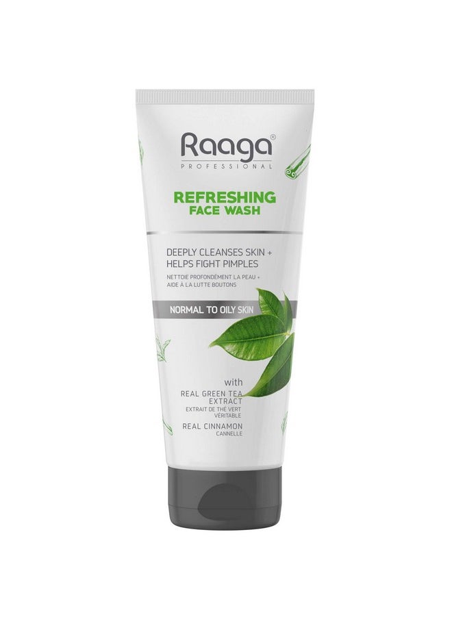 RAAGA PROFESSIONAL - Refreshing Facewash With Green Tea Extract And Cinnamon Extract | For Normal To Oily Skin | Deeply Cleanses Skin & Helps Fight Pimples (80 Ml) - Image 1