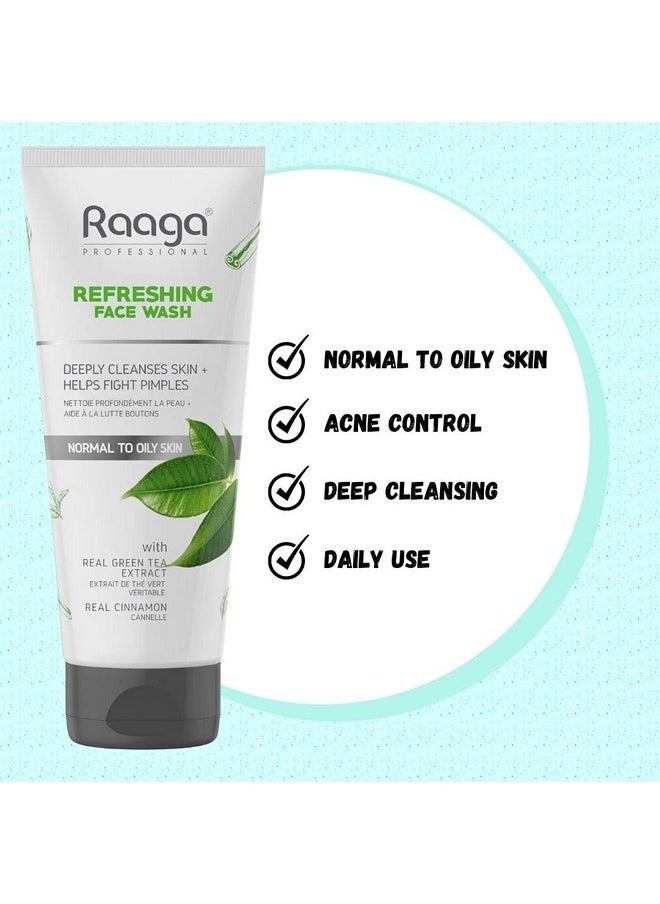 RAAGA PROFESSIONAL - Refreshing Facewash With Green Tea Extract And Cinnamon Extract | For Normal To Oily Skin | Deeply Cleanses Skin & Helps Fight Pimples (80 Ml) - Image 1