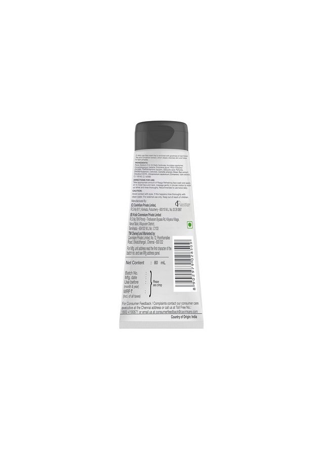 RAAGA PROFESSIONAL - Refreshing Facewash With Green Tea Extract And Cinnamon Extract | For Normal To Oily Skin | Deeply Cleanses Skin & Helps Fight Pimples (80 Ml) - Image 1