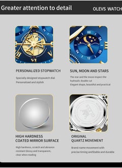 OLEVS Watches for Men Fashion Stainless Steel Quartz Chronograph Water Resistant Watch 42mm 2859 Gold and Silver  - Image 5