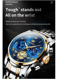 OLEVS Watches for Men Fashion Stainless Steel Quartz Chronograph Water Resistant Watch 42mm 2859 Gold and Silver  - Image 3