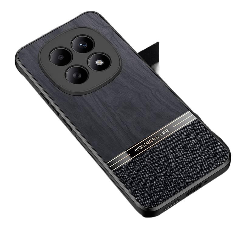 Leather Texture Protective Case for Redmi Note 15 with Drop Protection and Full Coverage plus Shockproof plus Wood Grain Pattern plus Ultra-Thin in Gray - Image 2