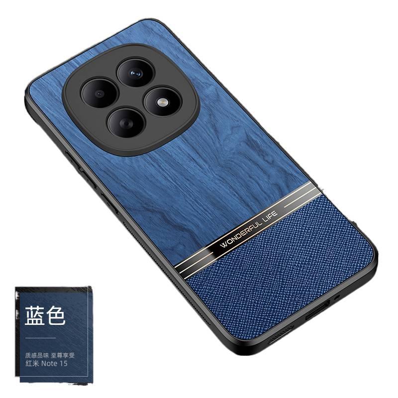 Leather Texture Protective Case for Redmi Note 15 with Drop Protection and Full Coverage plus Shockproof plus Wood Grain Pattern plus Ultra-Thin in Gray - Image 4