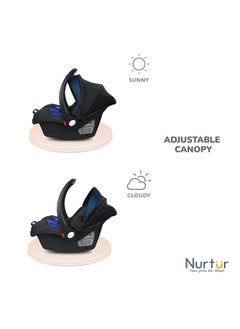Nurtur Nemo Baby Carrier Adjustable Canopy And Handle For 0-12 Months Upto 13kg, Black/Blue  - Image 4