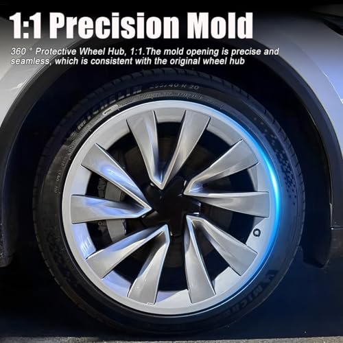 KAVANIC 4PCS Rim Protectors fit for Tesla Model Y Juniper 2025 2026 20 Inch- Premium ABS Silver Rim Guards, Anti-Scratch Curb Rash fits for Tesla Rim Protector, Easy Snap-On Design (RWD/AWD) - Image 3
