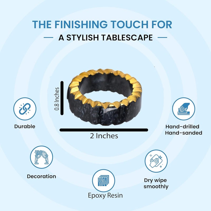 CLEENTABLE Epoxy Resin Napkin Rings Set of 12 - Rustic Napkin Holders for Dining Tableware, Dinning Table, Everyday, Wedding, Anniversary Festival Thanksgiving Party of Table Setting (Black White) - - Image 4