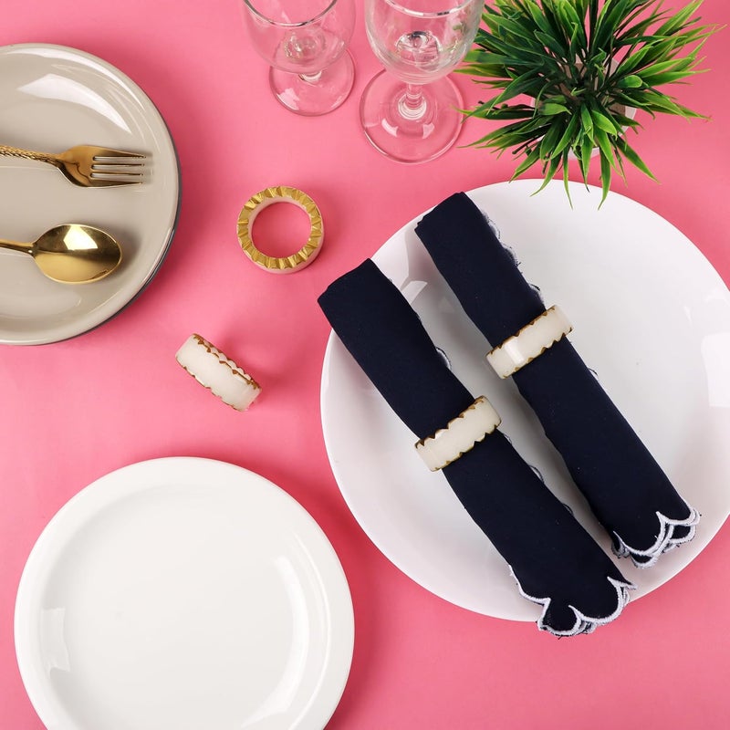 CLEENTABLE Epoxy Resin Napkin Rings Set of 12 - Rustic Napkin Holders for Dining Tableware, Dinning Table, Everyday, Wedding, Anniversary Festival Thanksgiving Party of Table Setting (Black White) - - Image 5