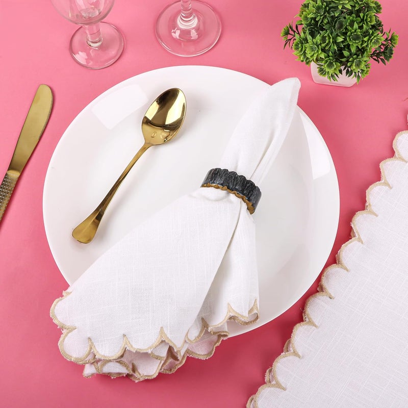 CLEENTABLE Epoxy Resin Napkin Rings Set of 12 - Rustic Napkin Holders for Dining Tableware, Dinning Table, Everyday, Wedding, Anniversary Festival Thanksgiving Party of Table Setting (Black White) - - Image 2